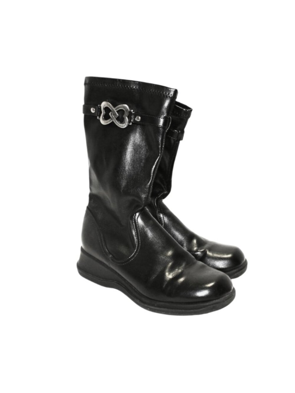 Smart Fit Girls Black Mid-Calf Boots Side Zip Skid Resistant Size 3 EUC
